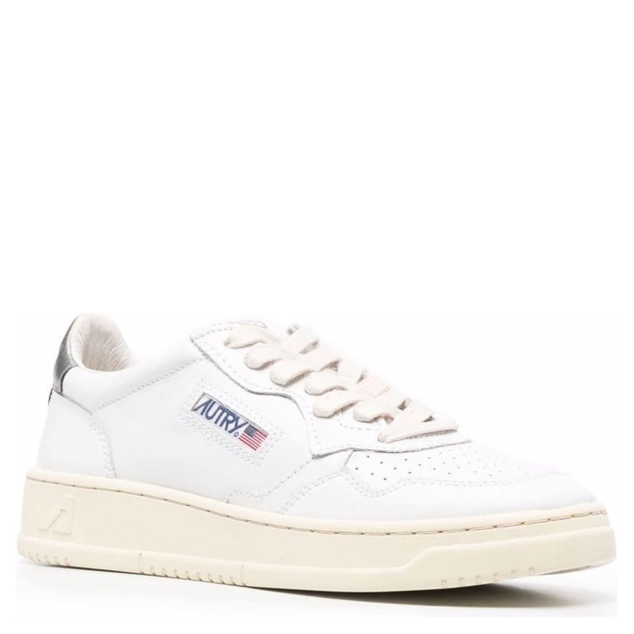 White and Silver Leather Sneakers Autry Woman