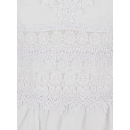 Marilyn White Dress with Crossed Straps and Lace Details in Cotton Woman