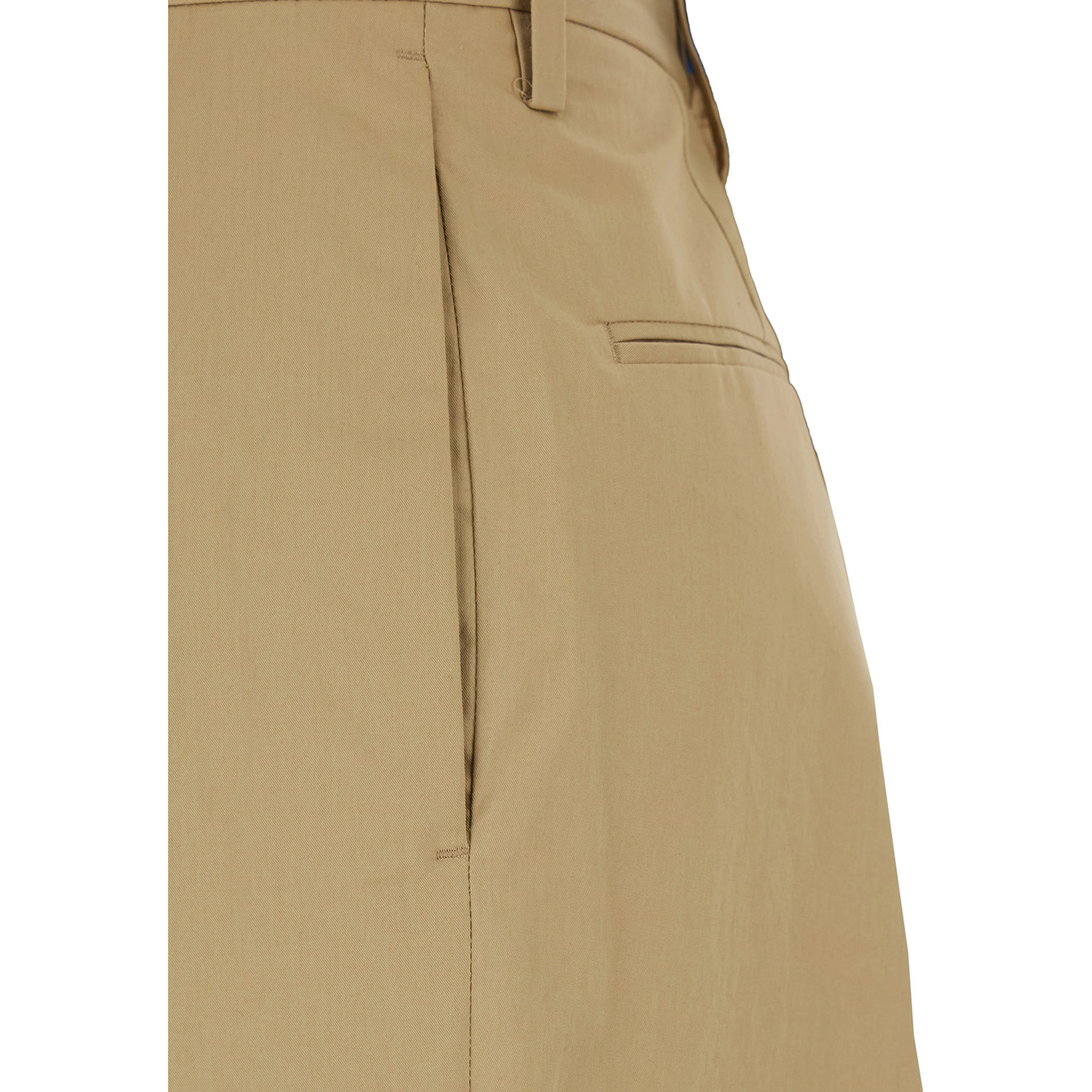 Beige Pants with Pleated Details in Fabric Woman