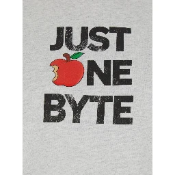 Grey Crew Neck T-Shirt with Front Print in Cotton Woman