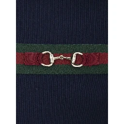 Blue Dress with Peter Pan Collar and Web Detail with Horsebit  on the Front in Cotton Baby