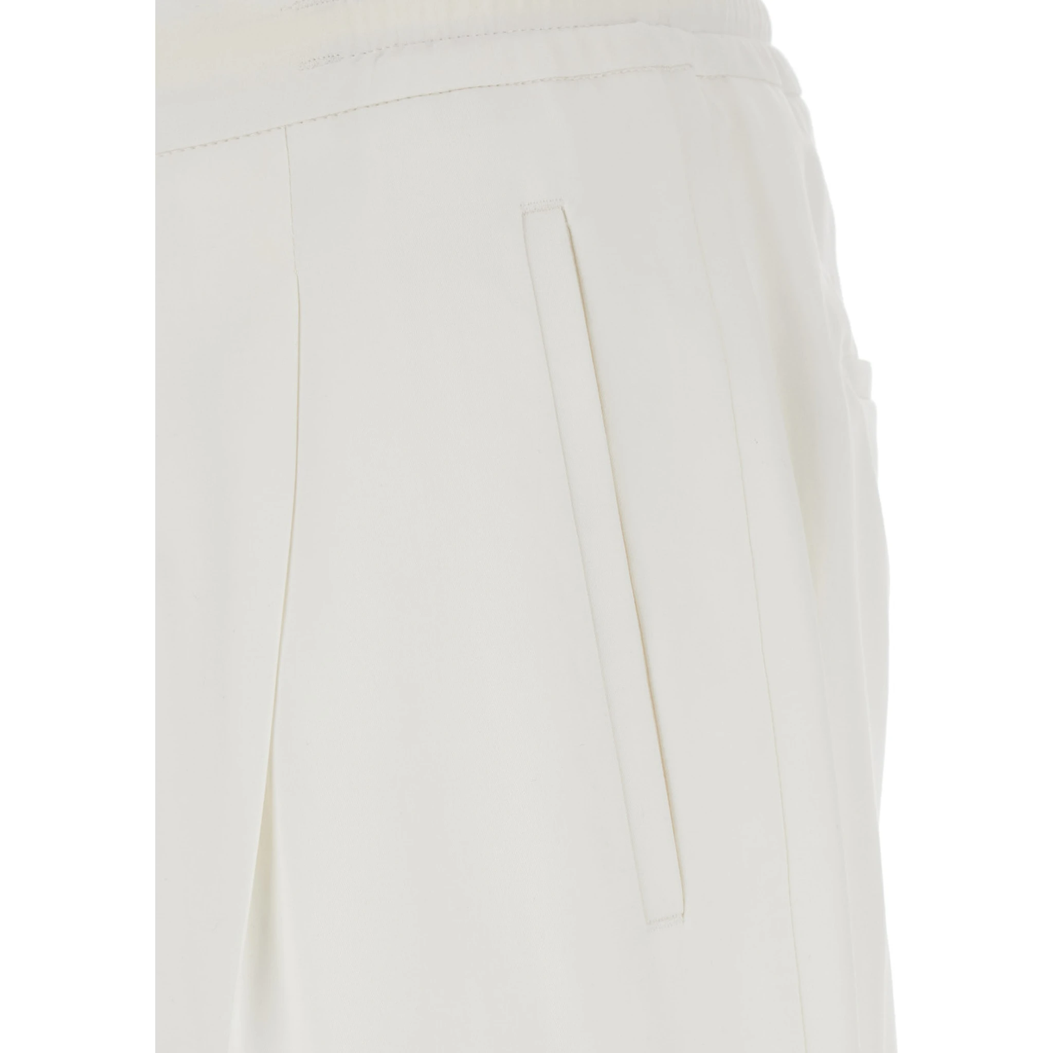 White Pants with Elastic Waist and Drawstring in Cotton Man