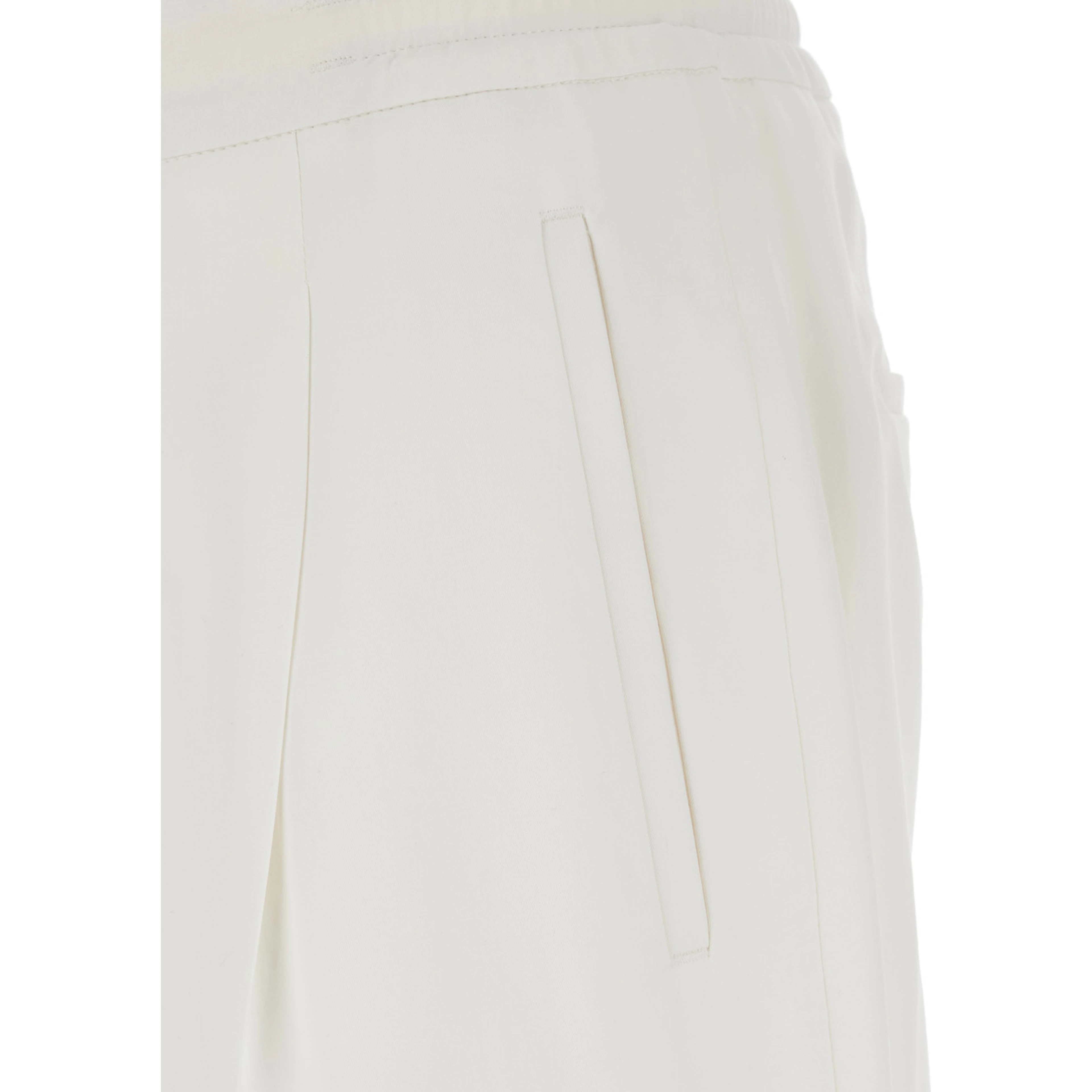 White Pants with Elastic Waist and Drawstring in Cotton Man