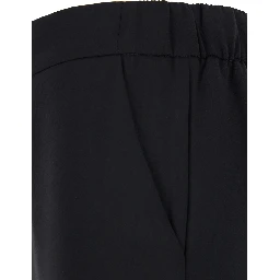 Black Pants with Wide Leg and Elastic Rear Waist in Tech Fabric Woman