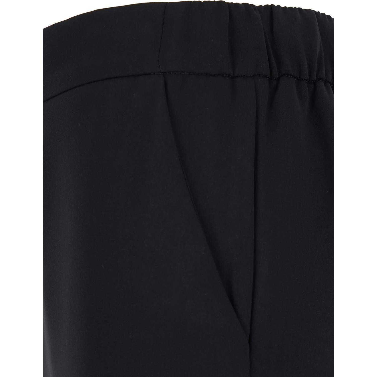 Black Pants with Wide Leg and Elastic Rear Waist in Tech Fabric Woman