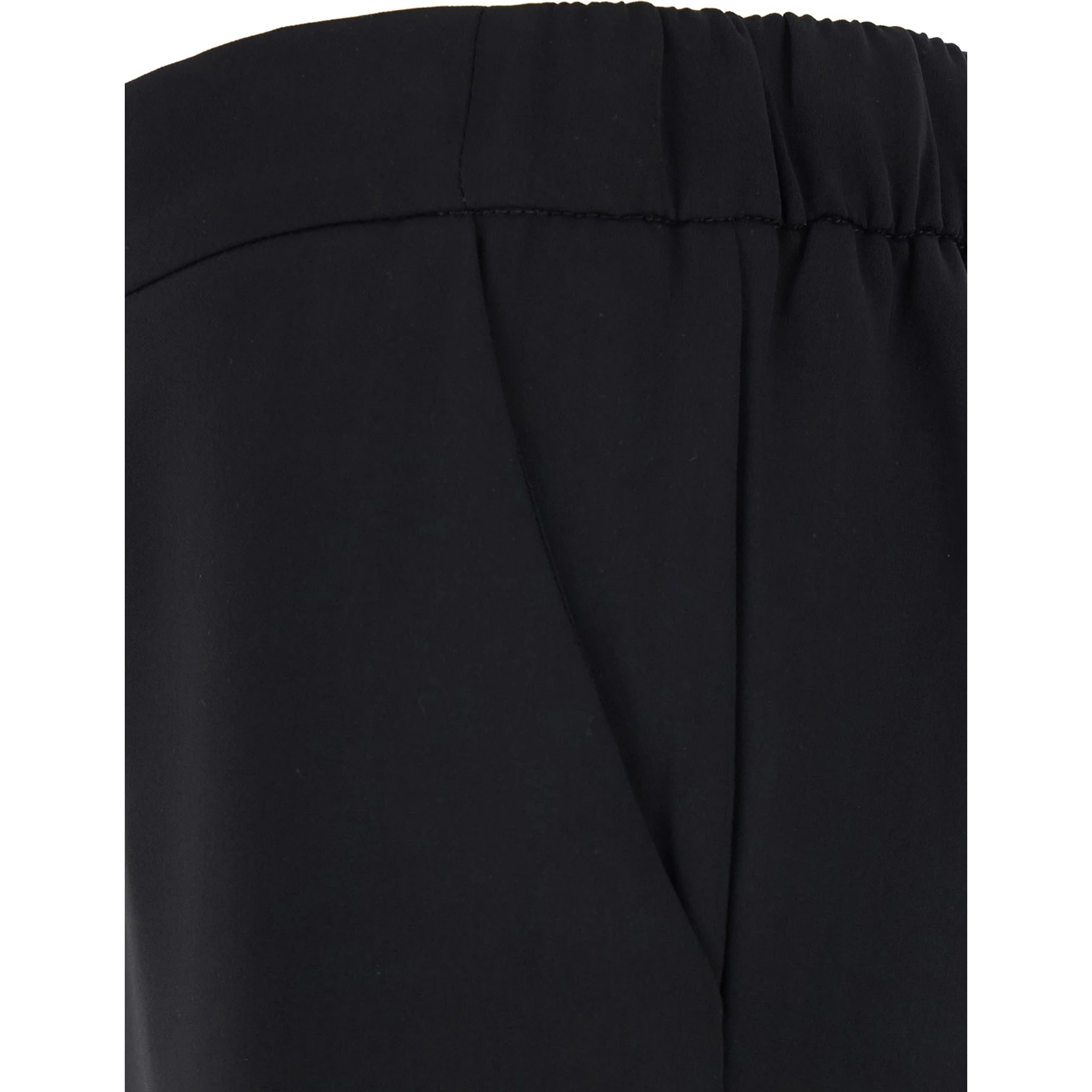 Black Pants with Wide Leg and Elastic Rear Waist in Tech Fabric Woman