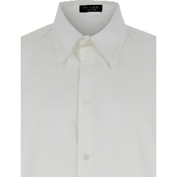 White Shirt with Pointed Collar in Cotton Man