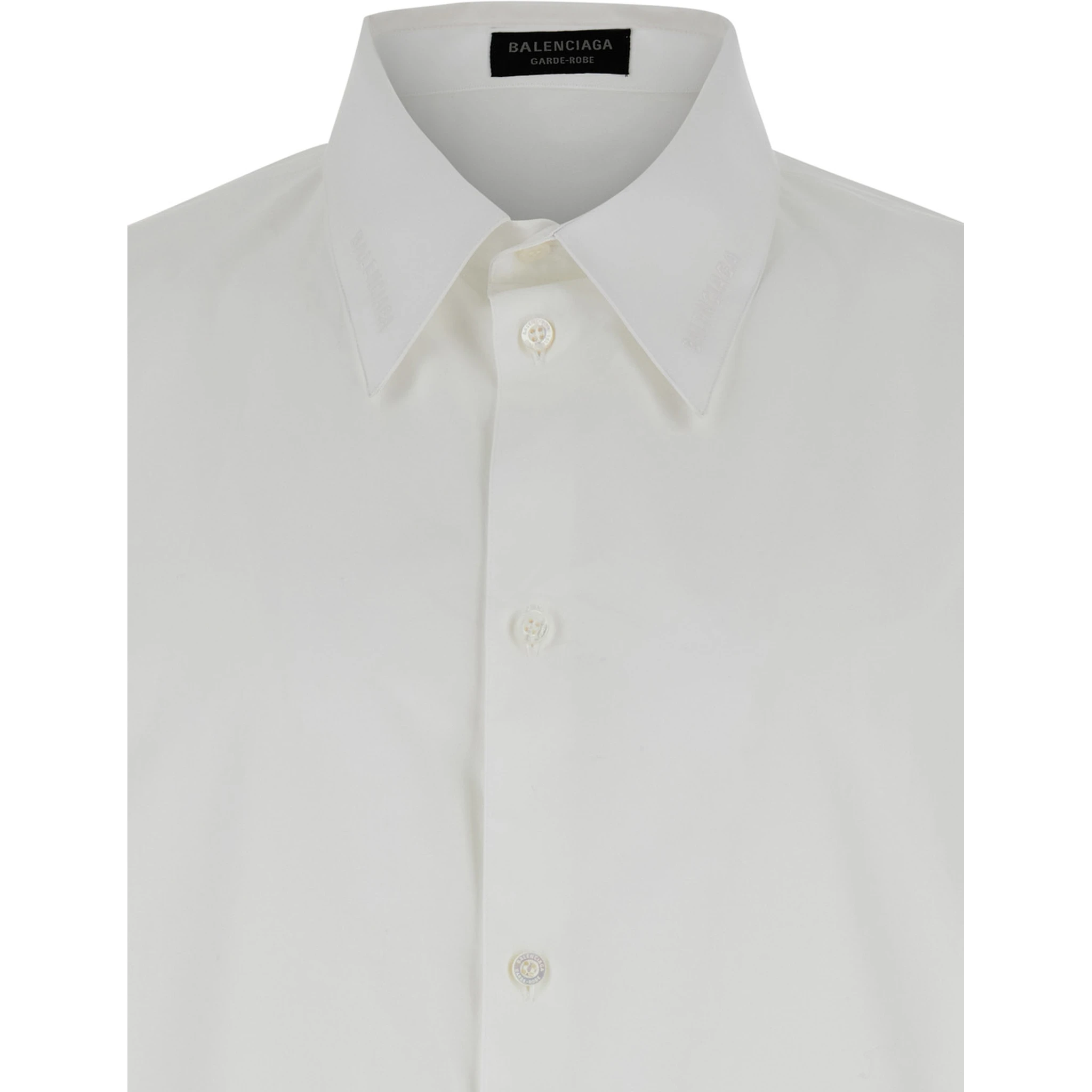 White Shirt with Pointed Collar in Cotton Man