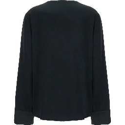 Black V-Neck Sweater in Acetate Blend Woman