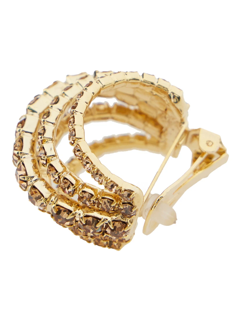 Shells Metallic Earings with Rear Closure in Gold Pleated Brass Woman