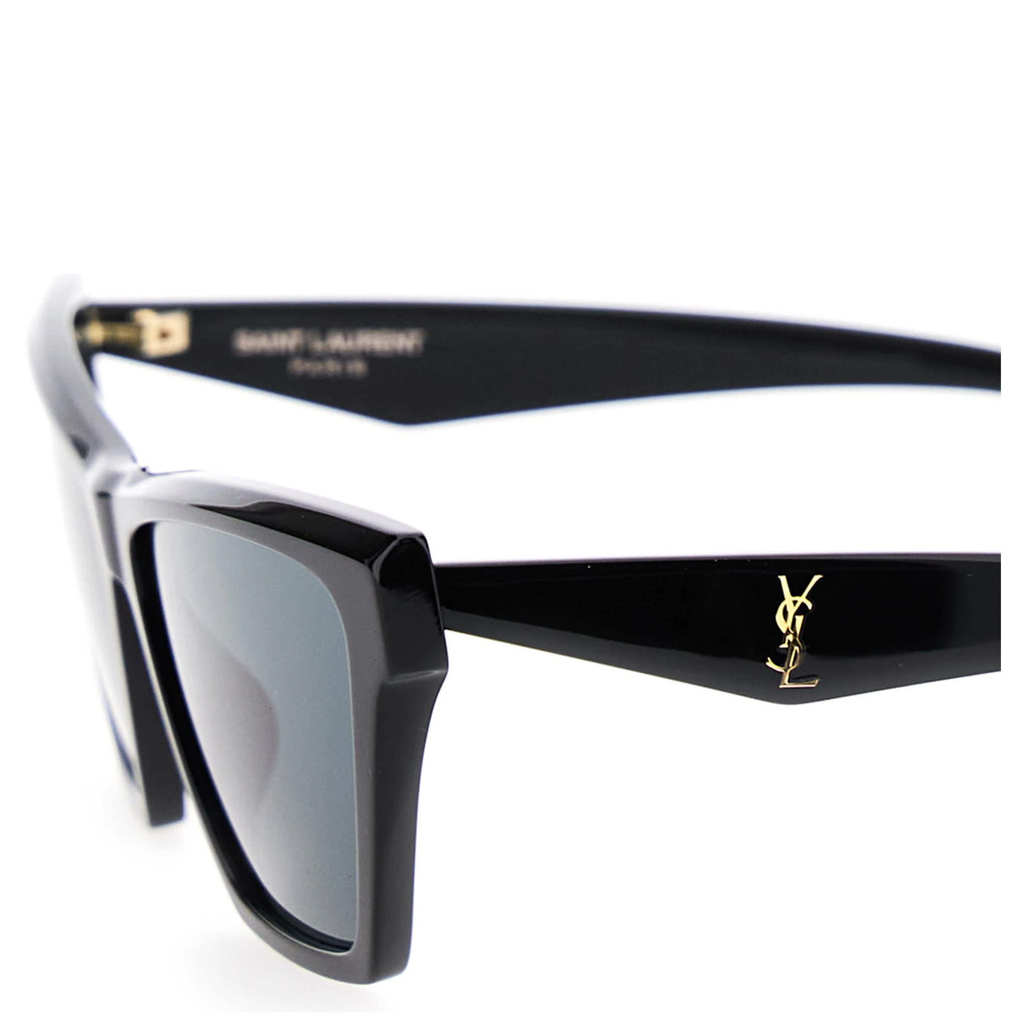 Black Sunglasses with Rectangular Frame and Cassandre Logo on Temples in Acetate Woman