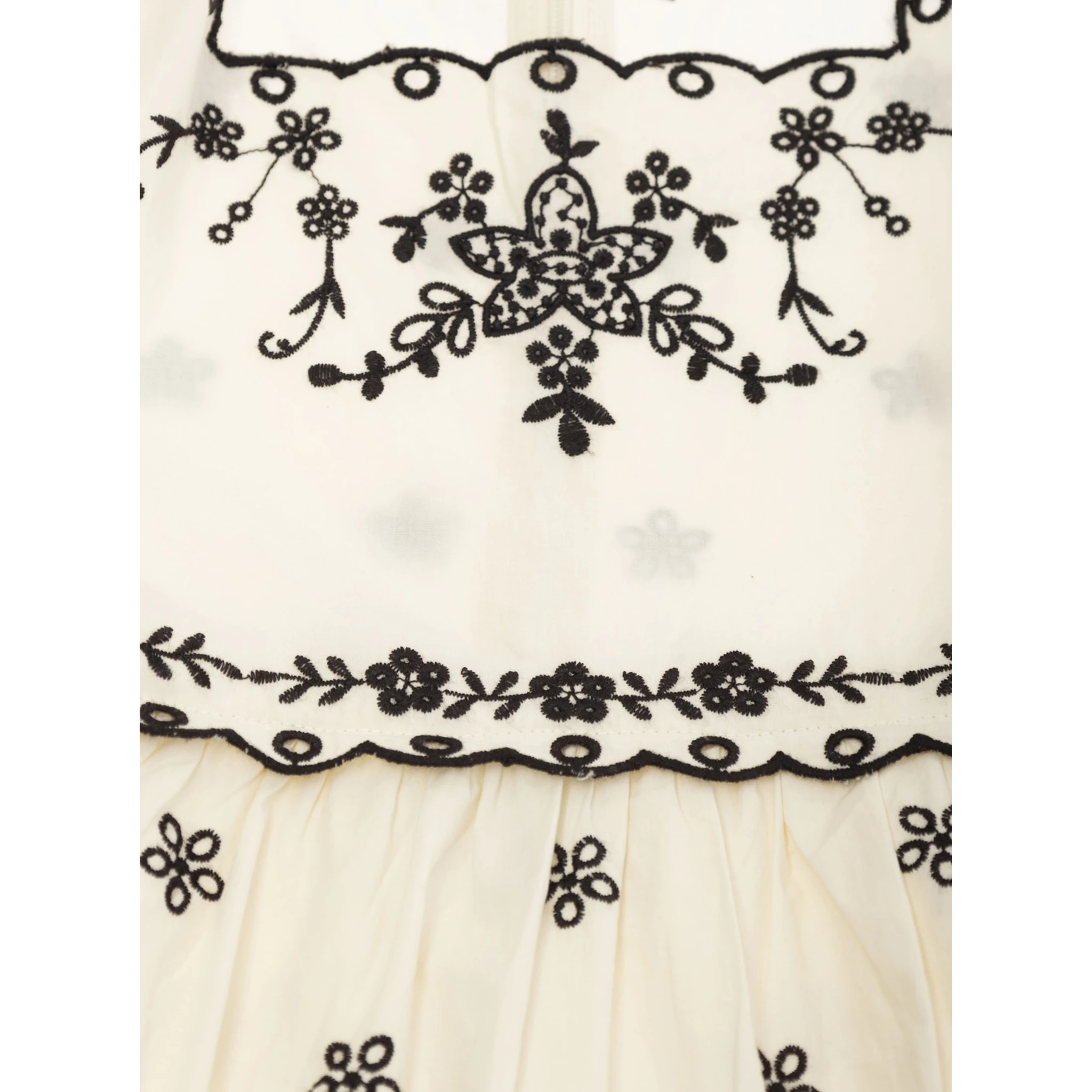 Kingsley Beige Dress with All-Over Embroidery in Cotton Girls