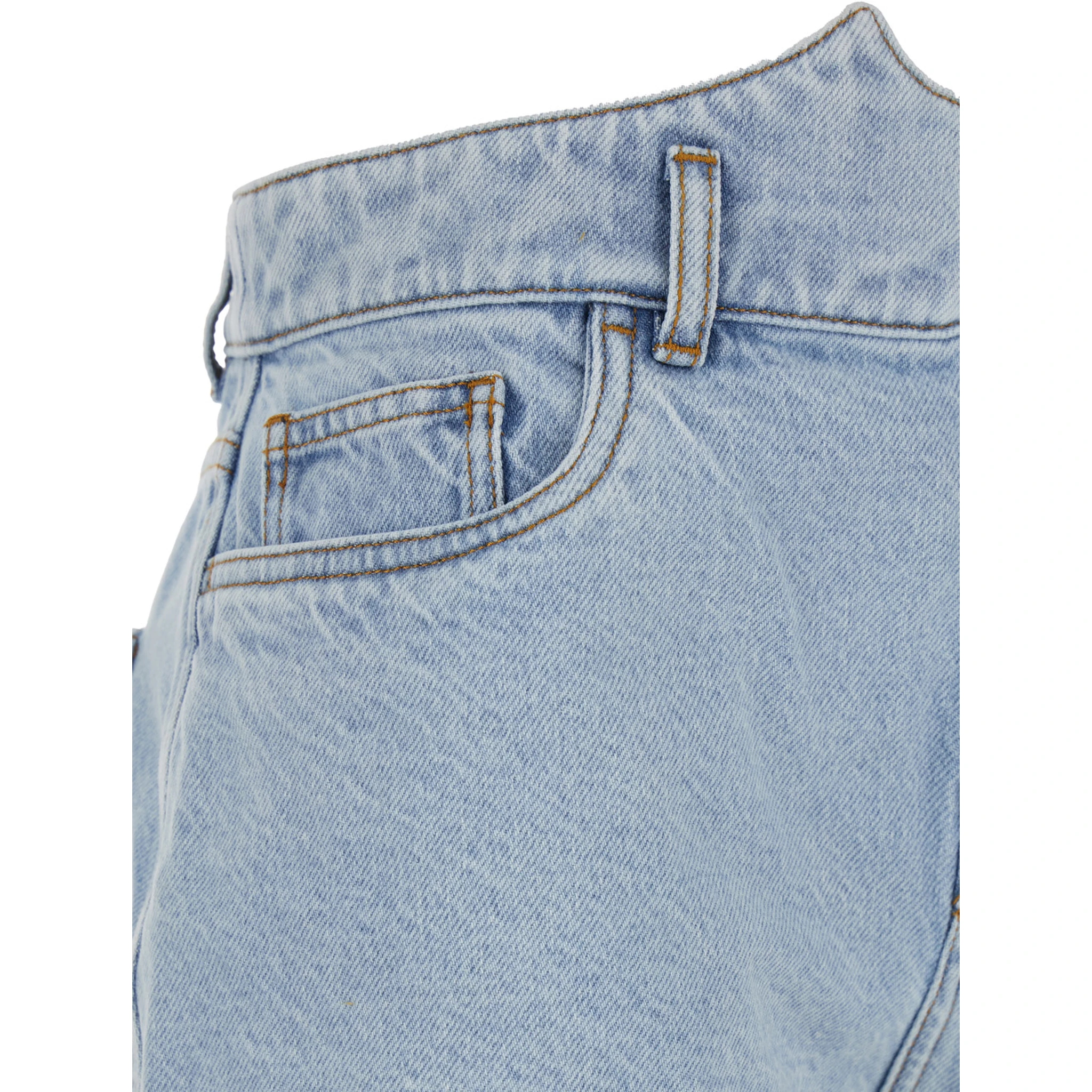 Blue Shorts with Crown-Shaped Design in Cotton Woman