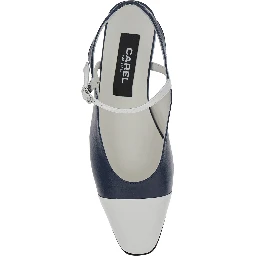 Oceano Blue Slingback Ballet Shoes with Contrasting Toe in Leather Woman
