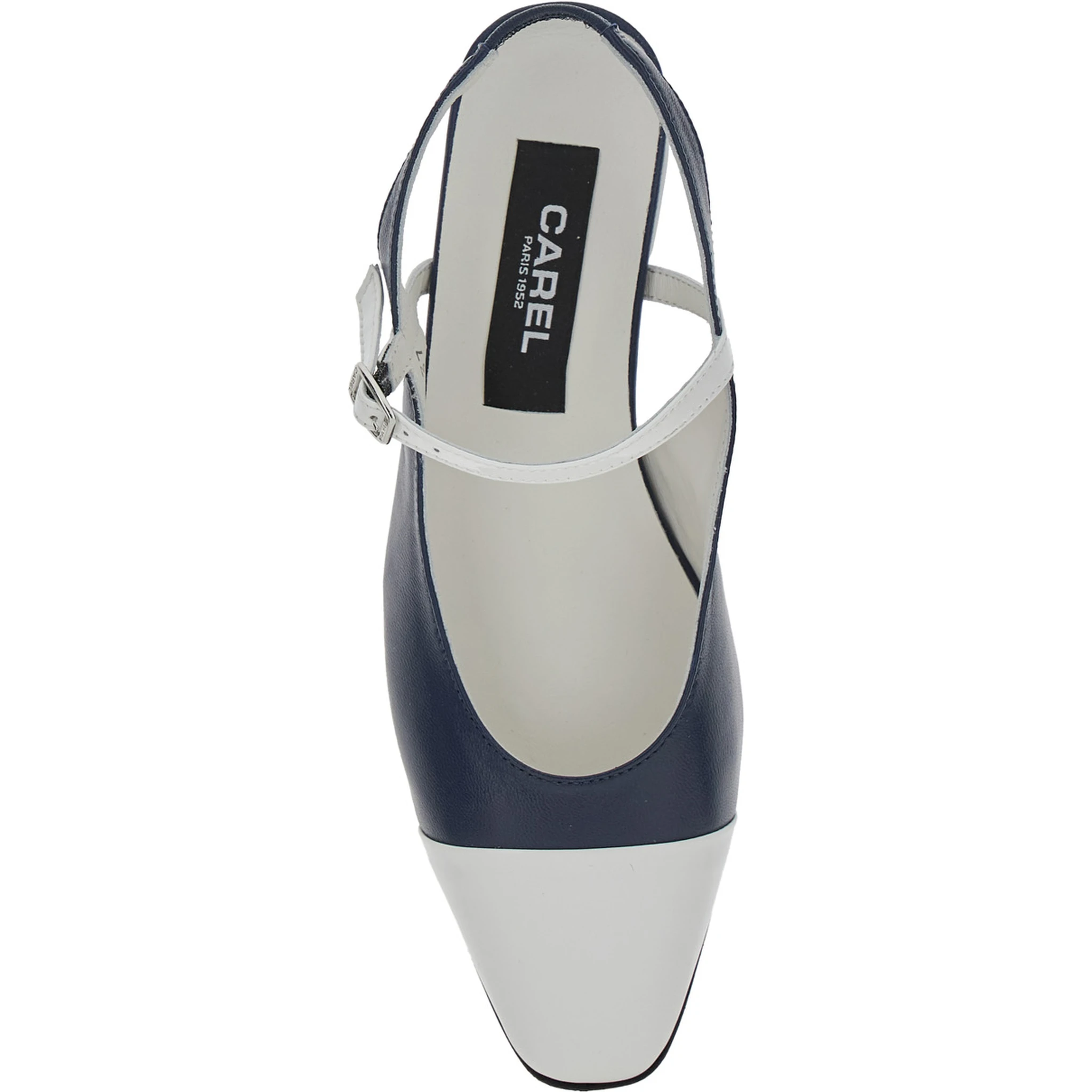 Oceano Blue Slingback Ballet Shoes with Contrasting Toe in Leather Woman