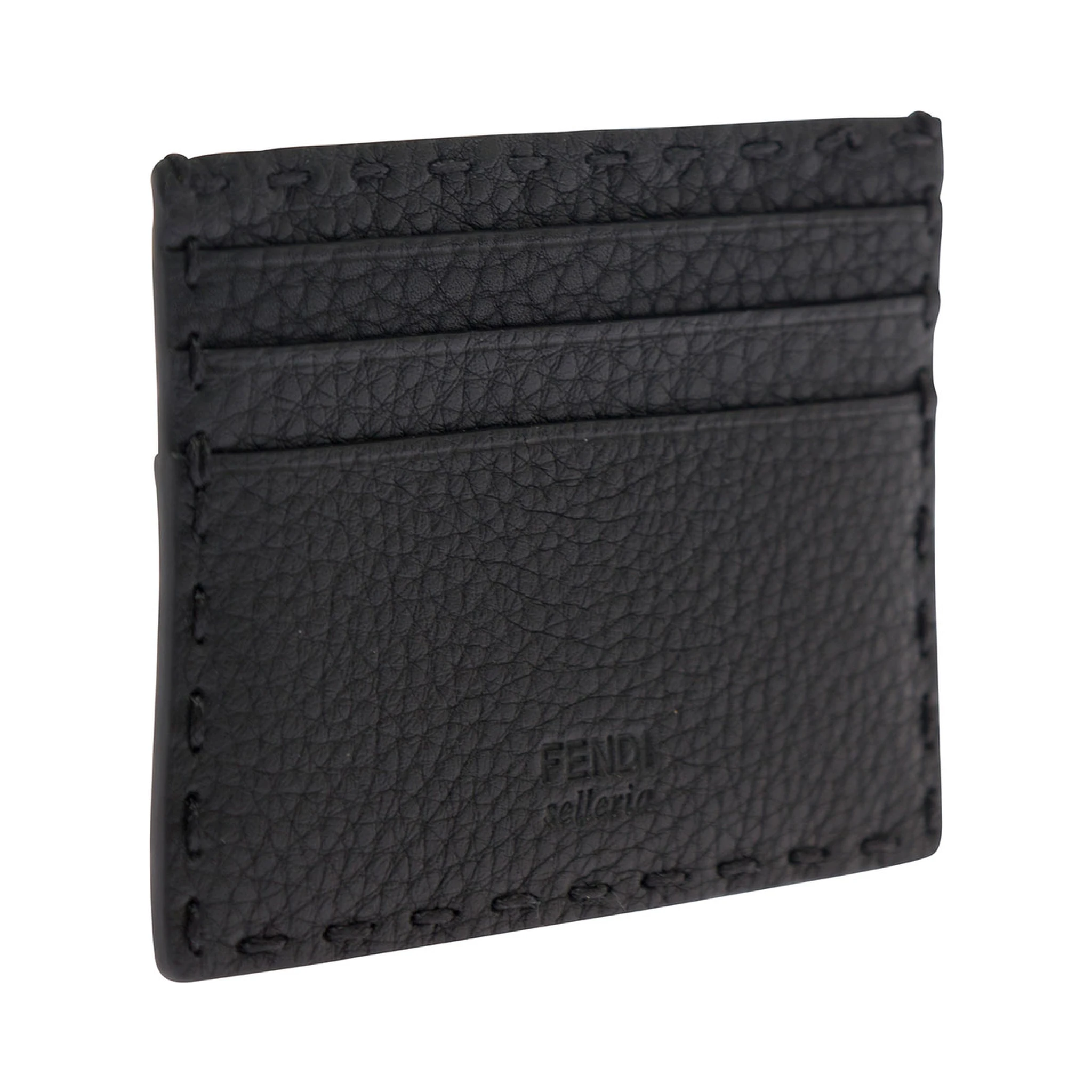 Black Card-Holder with Fendi Lettering in Leather Man