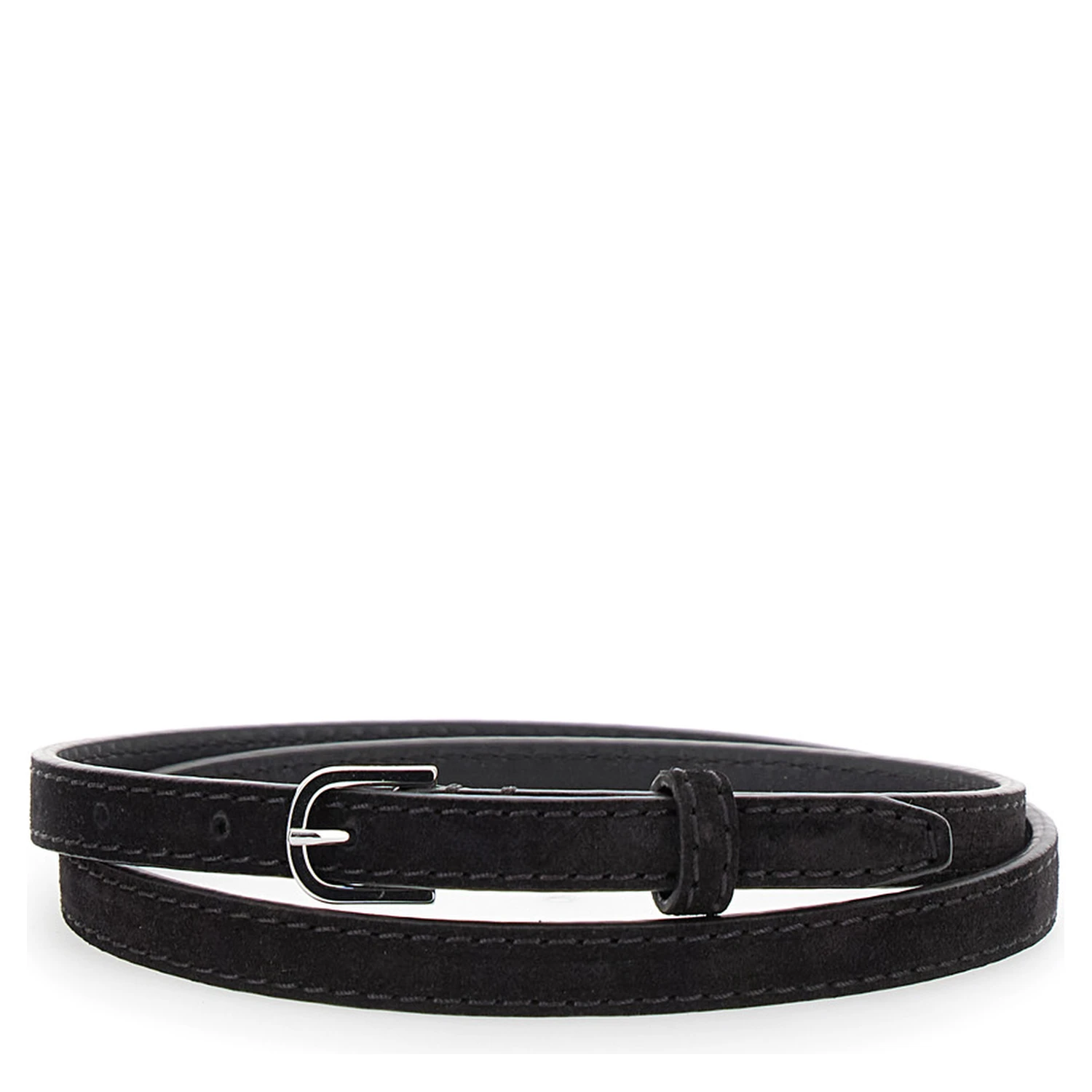 Brown Belt with Embossed Logo Detail and Adjustable Buckle in Suede Woman