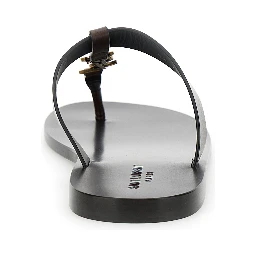 Cassandre Brown Flat Sandals with a T-Strap in Leather Woman