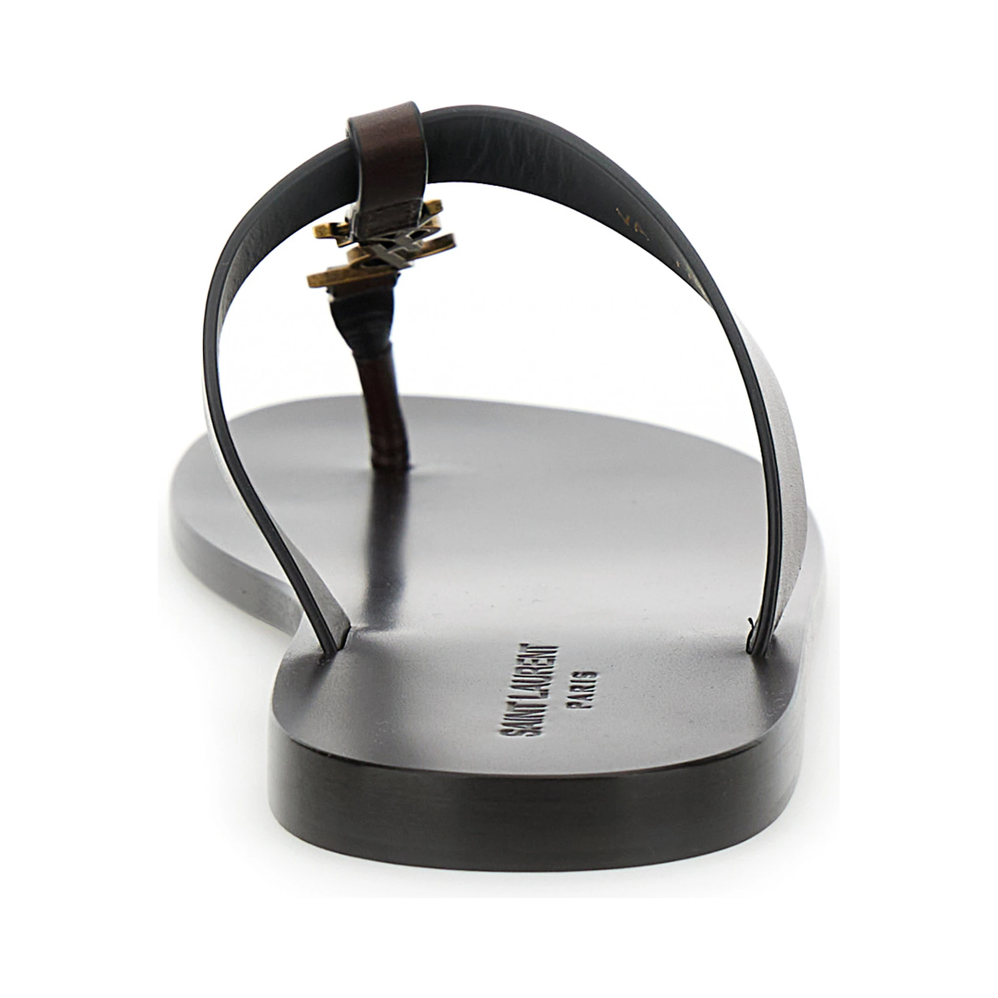 Cassandre Brown Flat Sandals with a T-Strap in Leather Woman