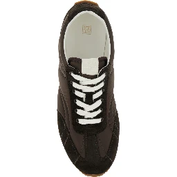 Brown Sneakers with Logo Detail on the Tongue in Suede and Tech Fabric Woman