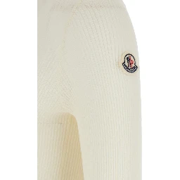 White Ribbed Polo Shirt with Logo Patch Applied on the Sleeve in Cotton Blend Woman