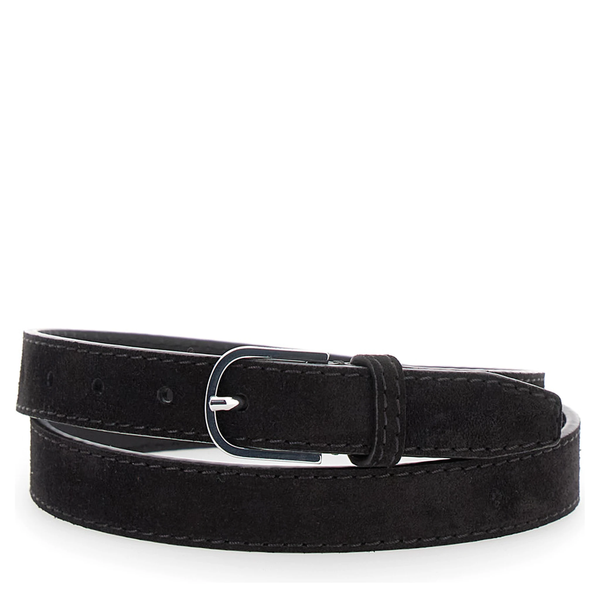 Brown Belt with Embossed Logo Detail and Adjustable Buckle in Suede Woman