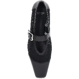 Wioletta Black Ballerinas with Adjustable Strap and Perforated Design in Leather Woman