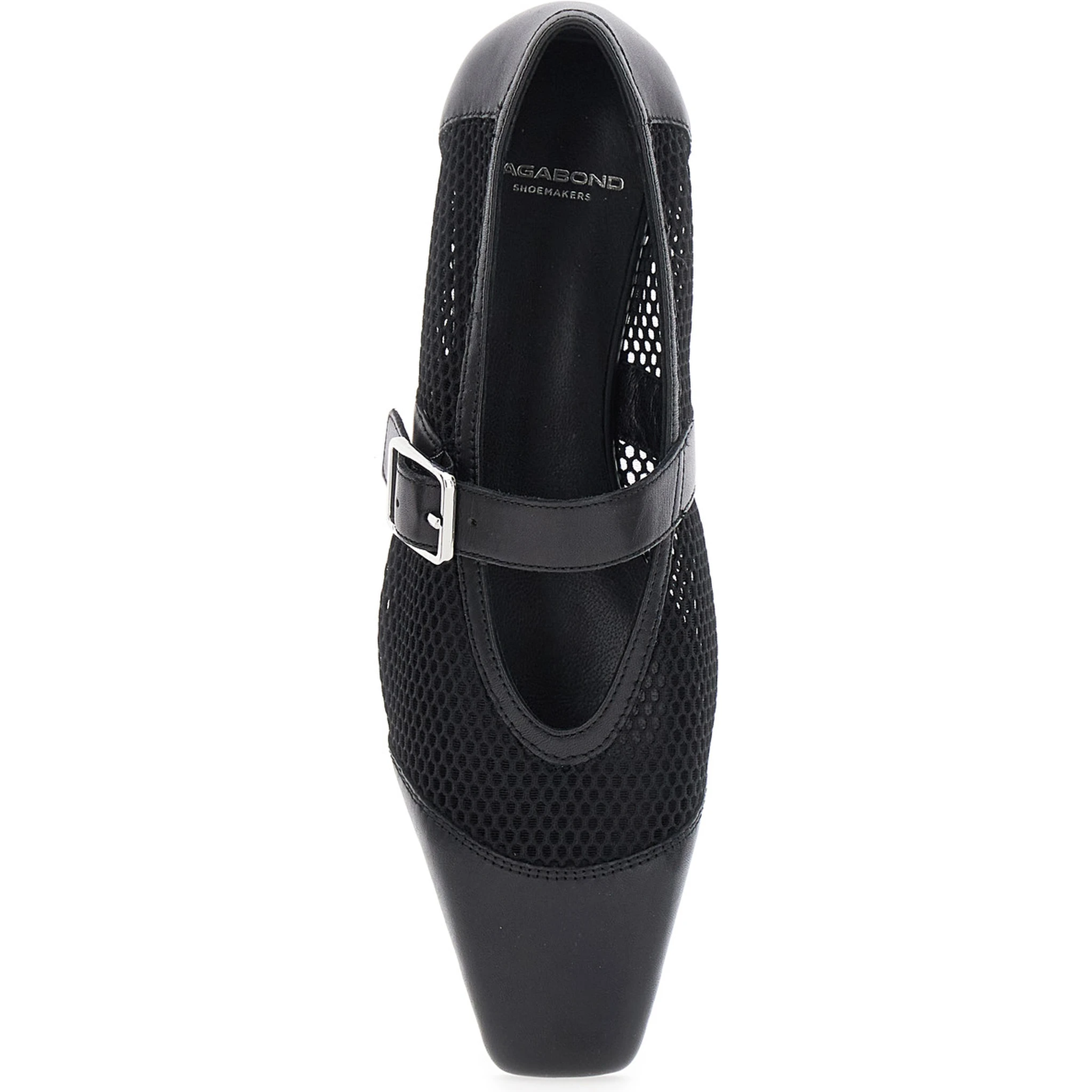 Wioletta Black Ballerinas with Adjustable Strap and Perforated Design in Leather Woman