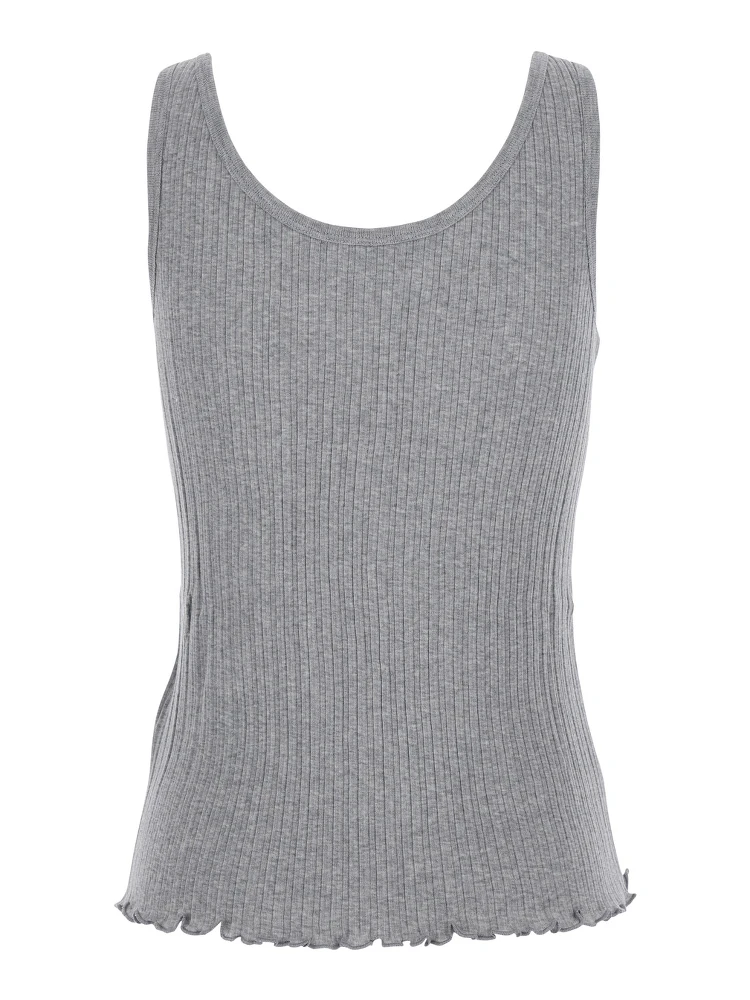 Grey Sleeveless Top with Round Neck and Logo Lettering on the Front in Cotton Woman alternative