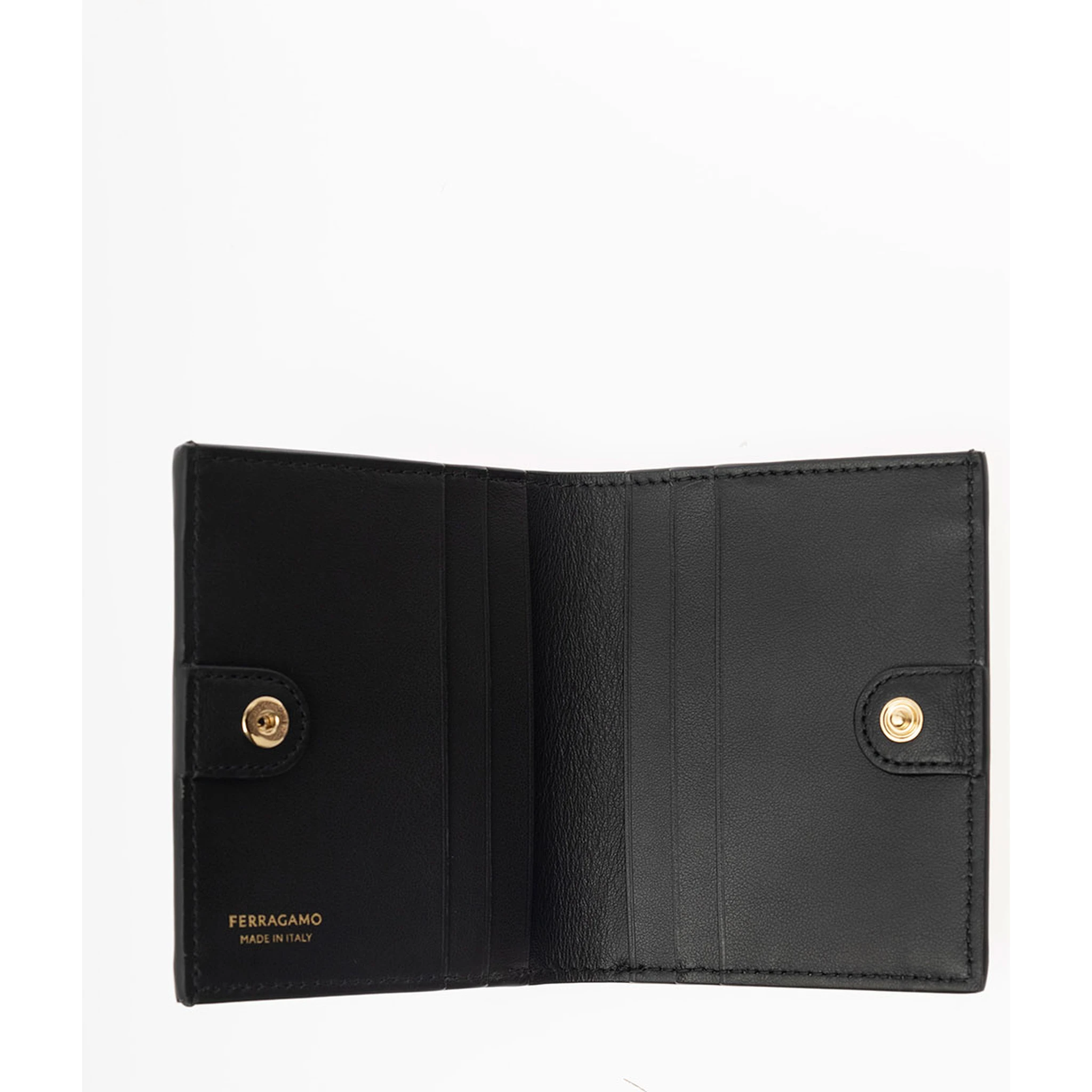 Wanda Black Wallet with Gancini Closure in Patent Leather Woman