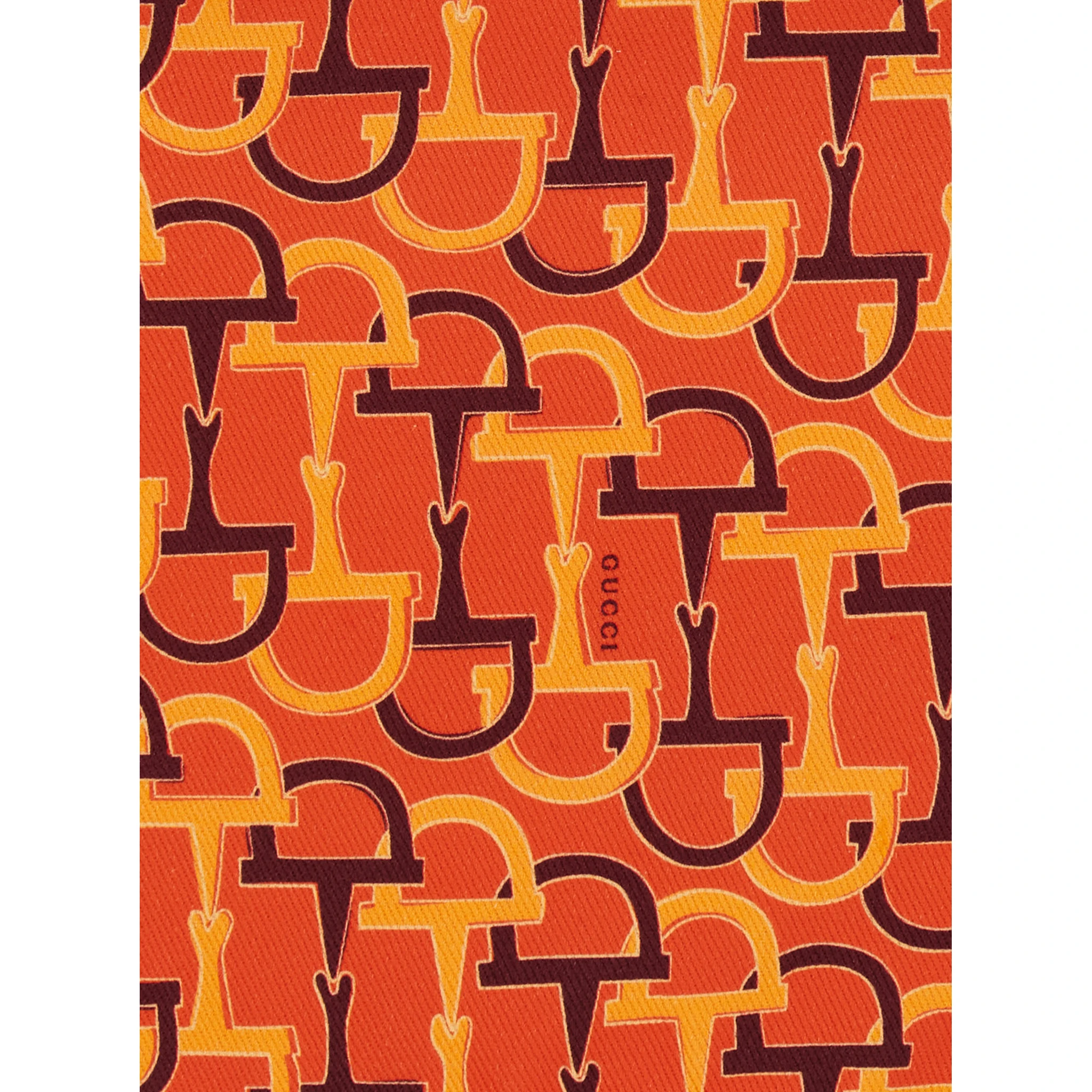 Orange Top with Spaghetti Straps and All-Over Horsebit Print in Cotton Woman