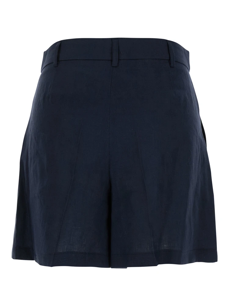 Blue Shorts with Belt Loops at the Waist in Linen Woman alternative