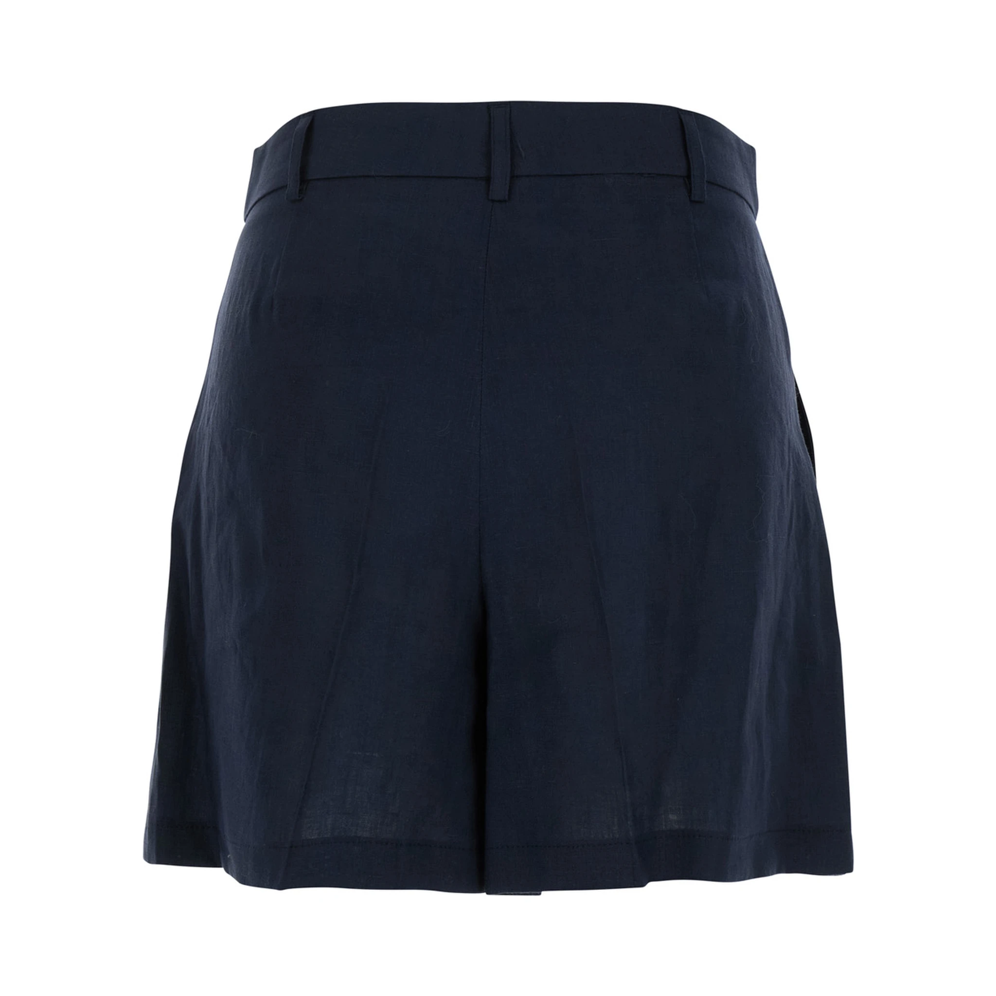 Blue Shorts with Belt Loops at the Waist in Linen Woman
