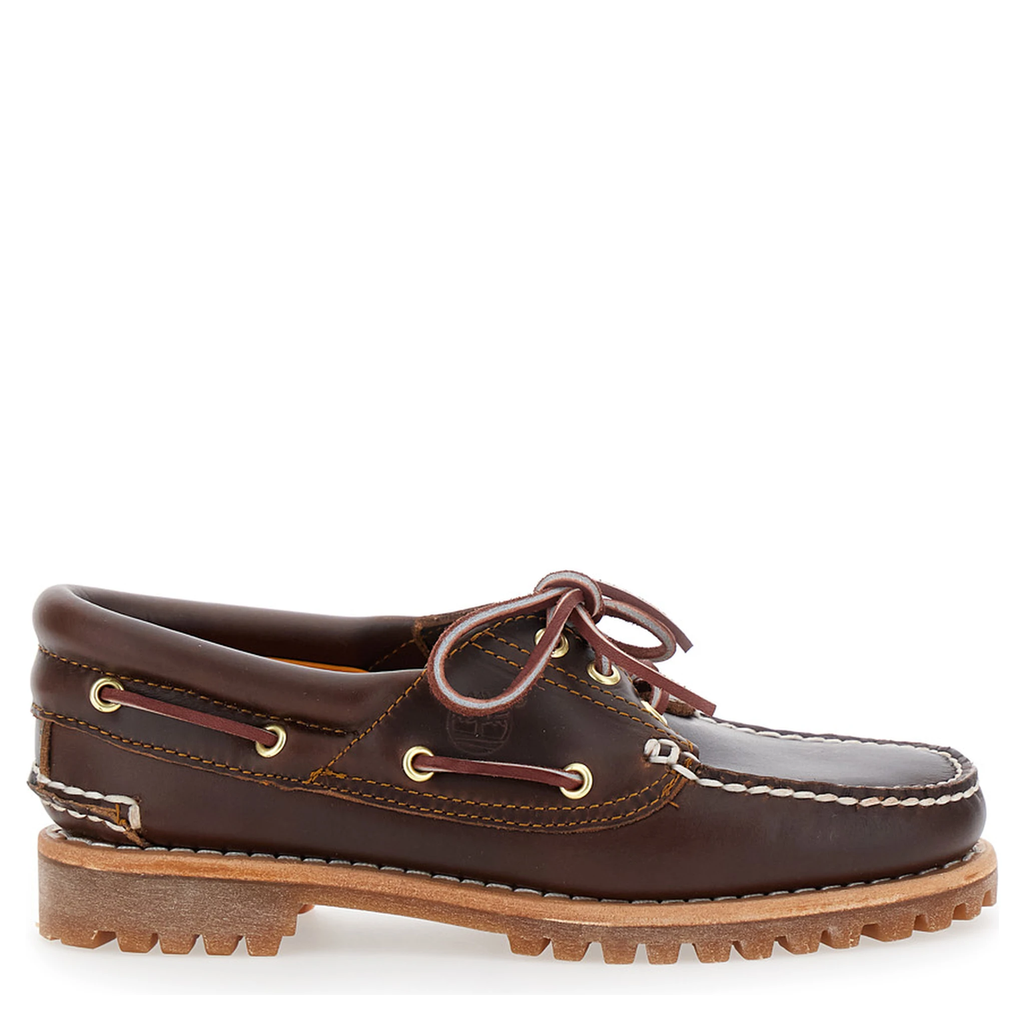 Nordeen Brown Loafers with Embossed Logo on the Side in Leather Woman