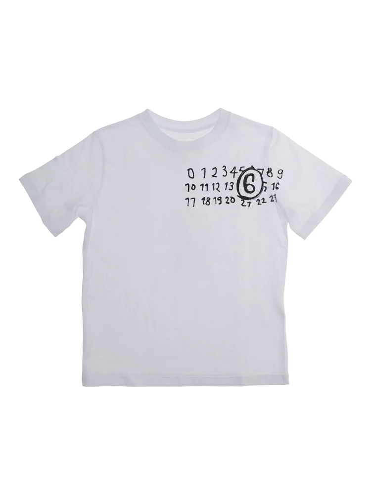 White Crewneck T-Shirt with Logo Print on the Front in Cotton Boy