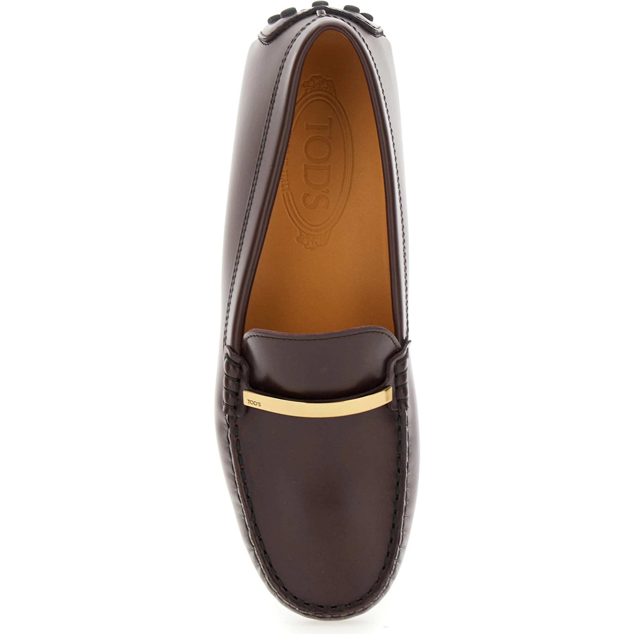 Brown Loafers with Logo Plaque and Rubber Sole in Leather Woman