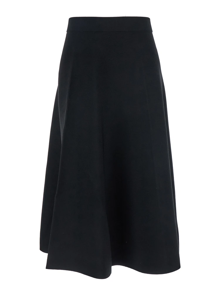 Lazio Black Midi Skirt with Elastic High Waist and Flared Design in Tech Fabric Woman