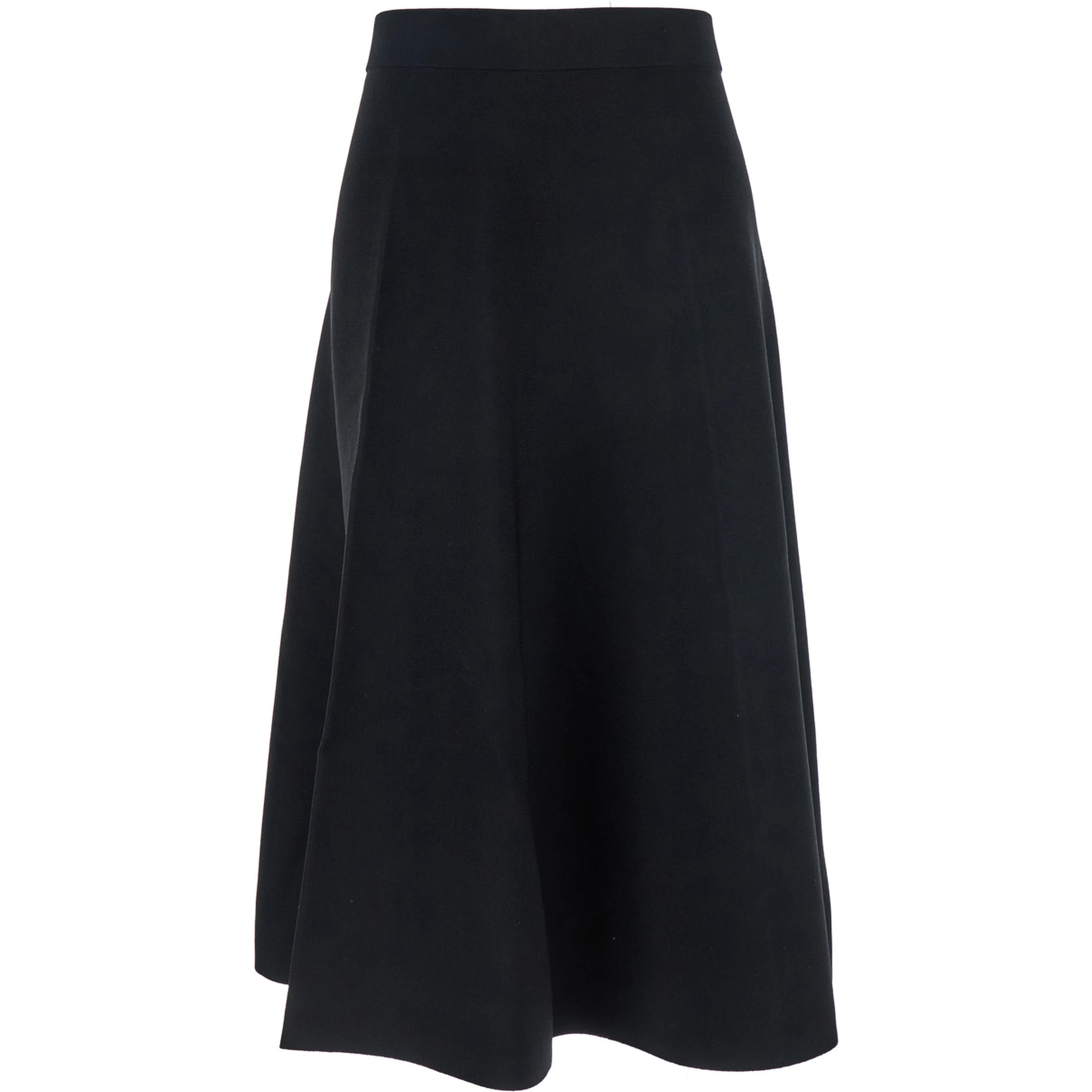 Lazio Black Midi Skirt with Elastic High Waist and Flared Design in Tech Fabric Woman
