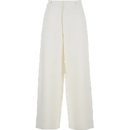 Merlot White Pants with Belt Loops in Cotton Blend Woman