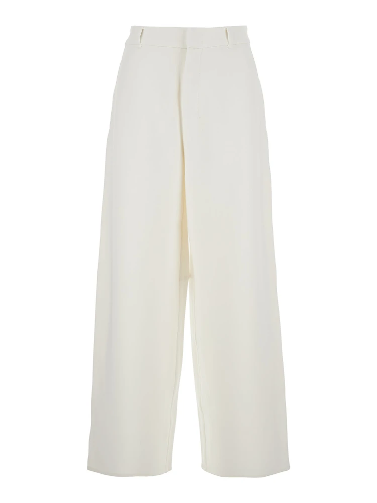 Merlot White Pants with Belt Loops in Cotton Blend Woman