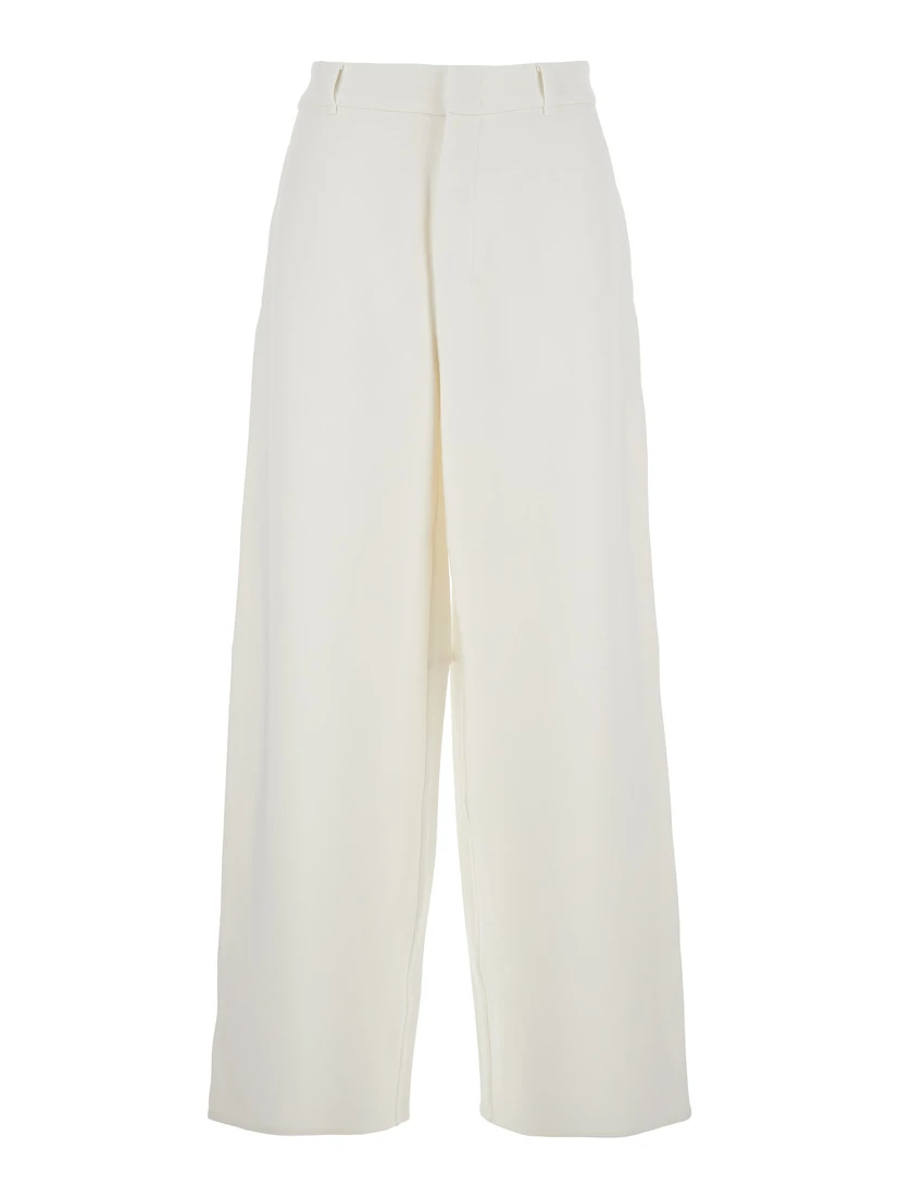 Merlot White Pants with Belt Loops in Cotton Blend Woman