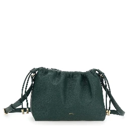 Ninon Green Crossbody Bag with Drawstring Closure and Embossed Logo Lettering on the Front in Ecoleather Woman