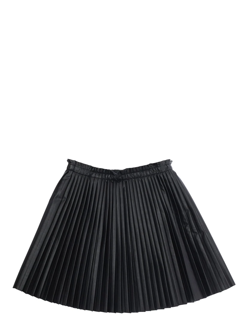 Black Pleated Skirt in Eco Leather Girl