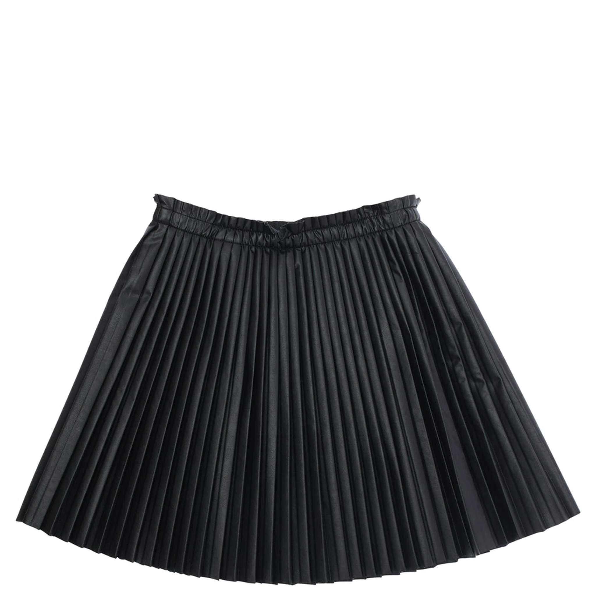 Black Pleated Skirt in Eco Leather Girl