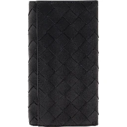 Black Card-Holder with Intreccio Motif in Leather Man