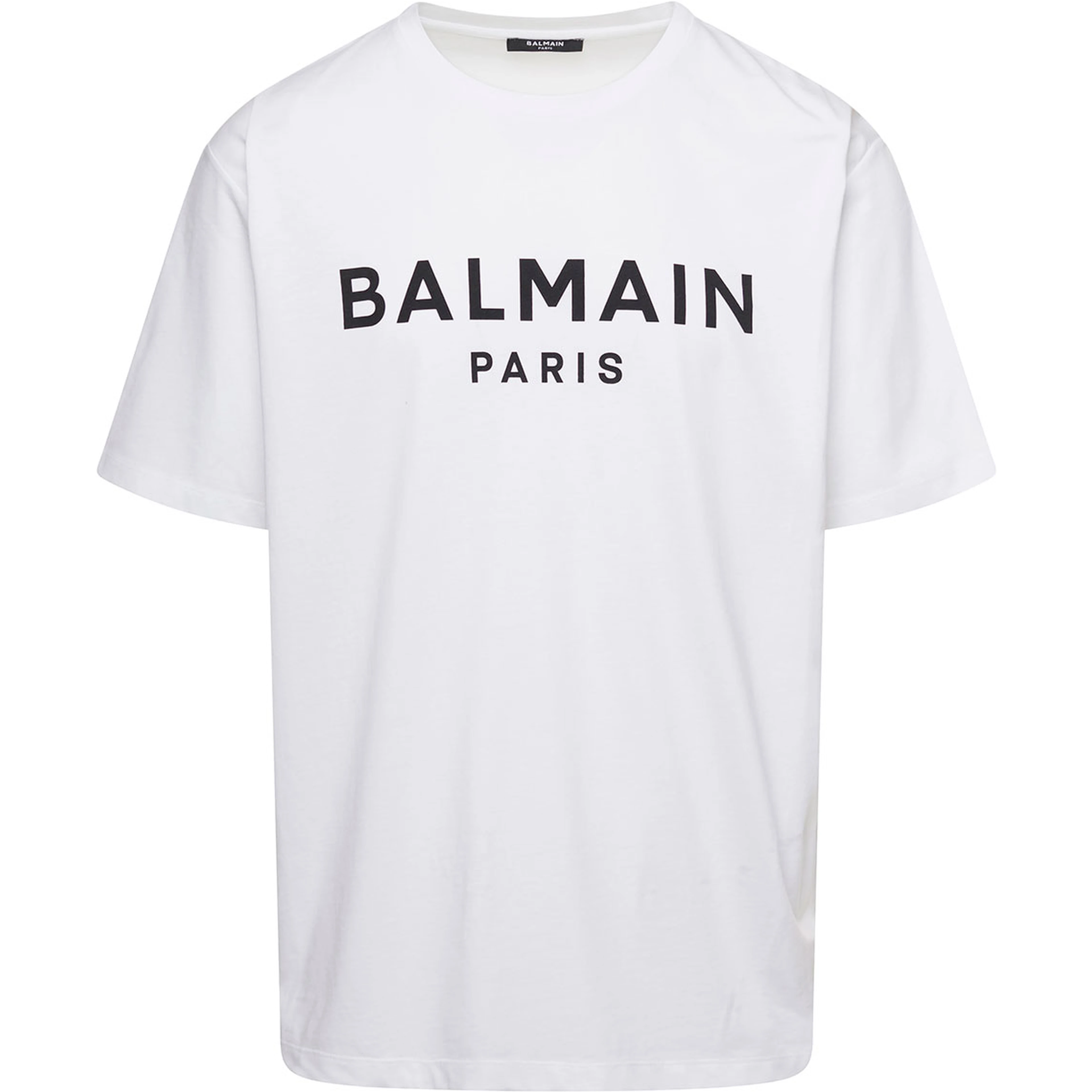 White Crewneck T-Shirt with Contrasting Logo Lettering Print in Cotton Man