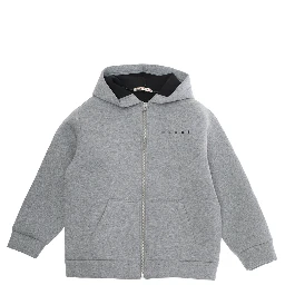 Grey Hoodie with Logo Lettering on the Front in Cotton Boy