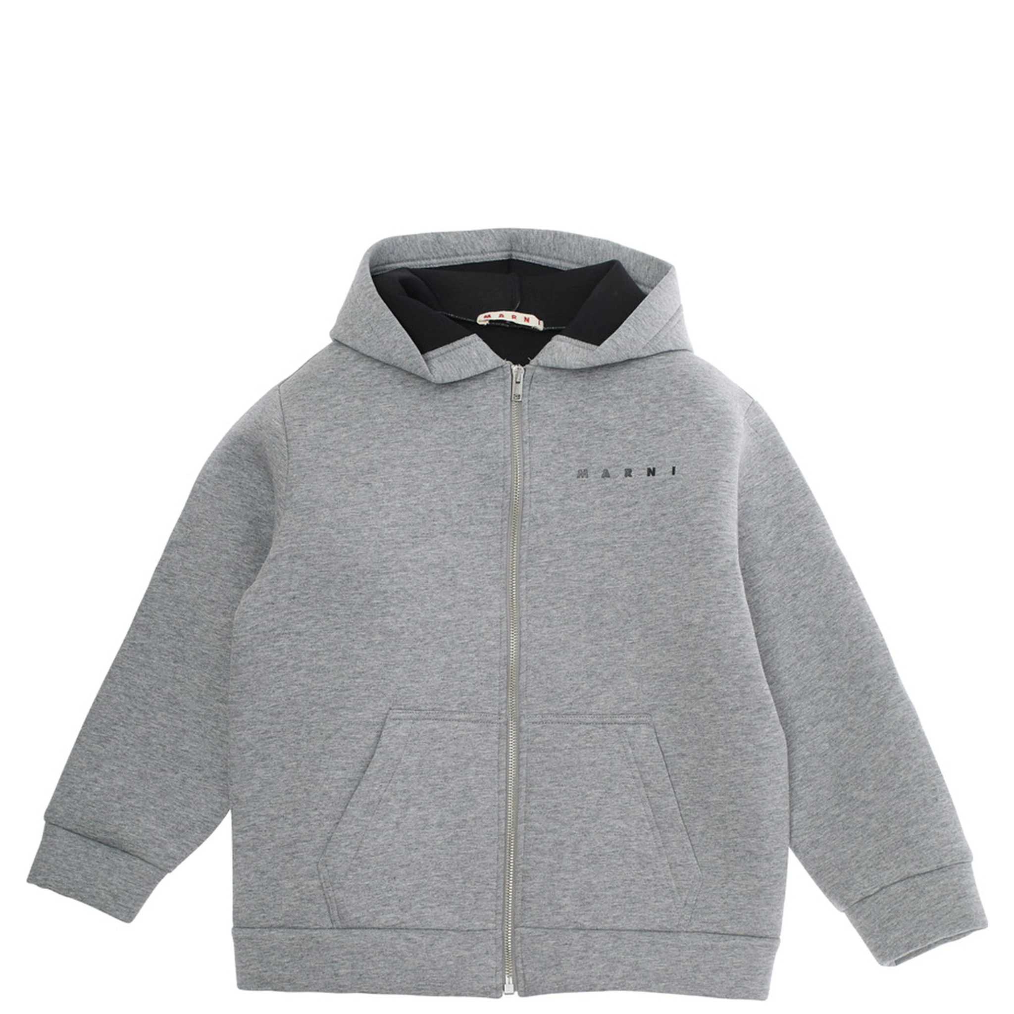 Grey Hoodie with Logo Lettering on the Front in Cotton Boy