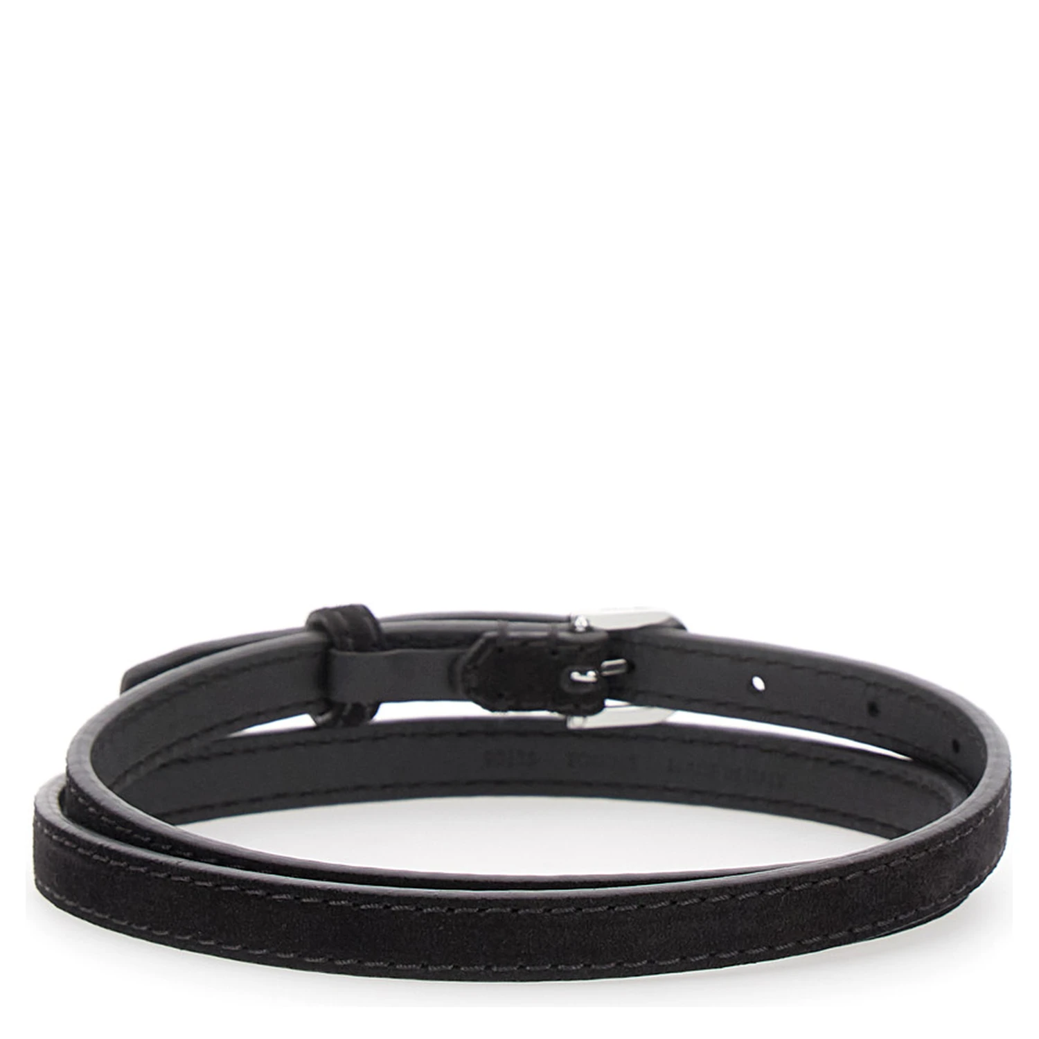 Brown Belt with Embossed Logo Detail and Adjustable Buckle in Suede Woman