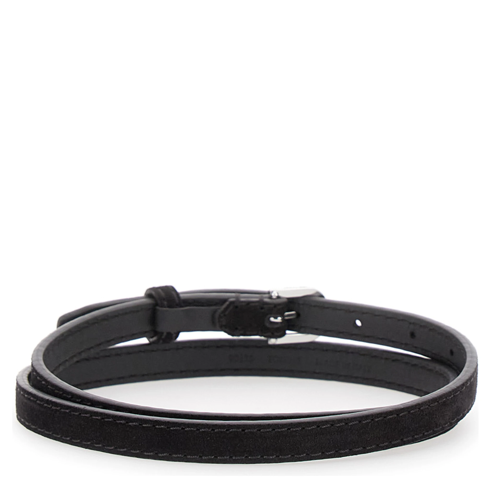 Brown Belt with Embossed Logo Detail and Adjustable Buckle in Suede Woman